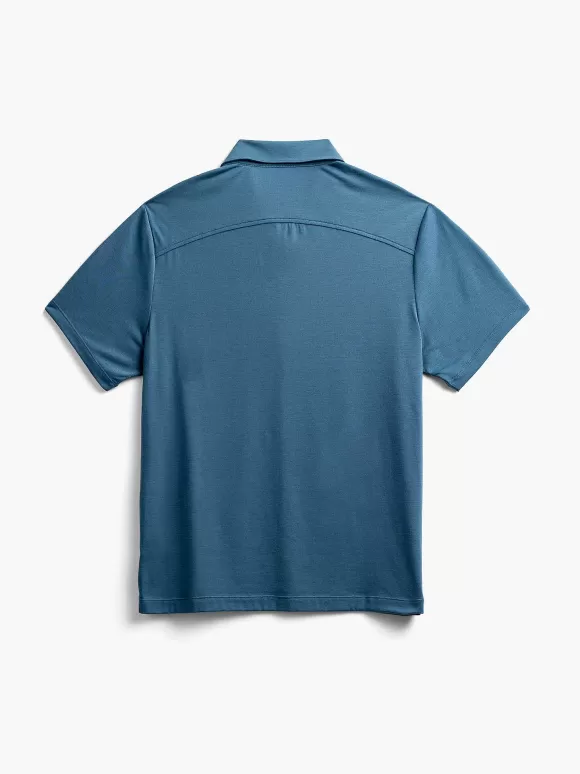 Men'S Ministry of Supply Atlantic Blue Men'S Composite Merino Zip Polo