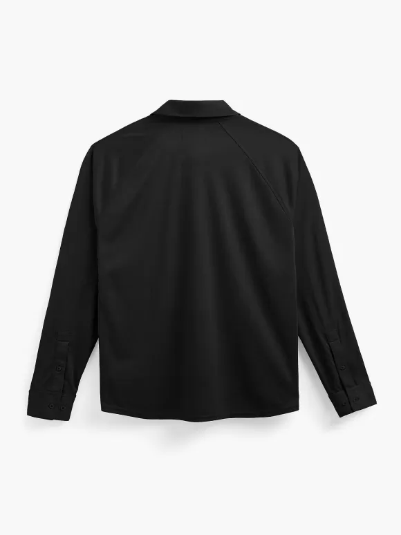 Men'S Ministry of Supply Black Men'S Apollo Raglan Long Sleeve Polo