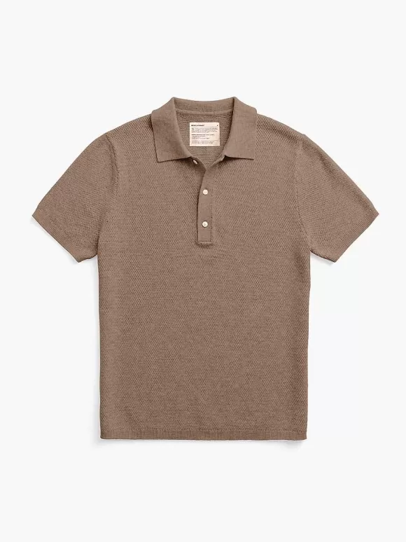 Men'S Ministry of Supply Coffee Men'S Labs Atlas Short Sleeve Knit Polo