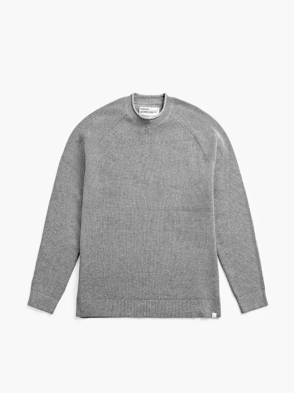 Men'S Ministry of Supply Grey Heather Men'S Atlas Waffle Roll Neck Sweater