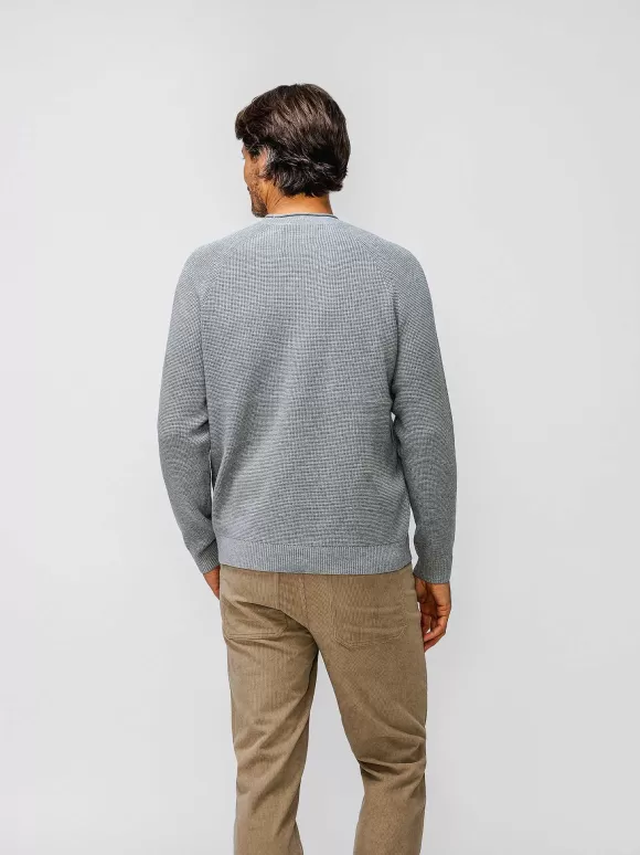 Men'S Ministry of Supply Grey Heather Men'S Atlas Waffle Roll Neck Sweater