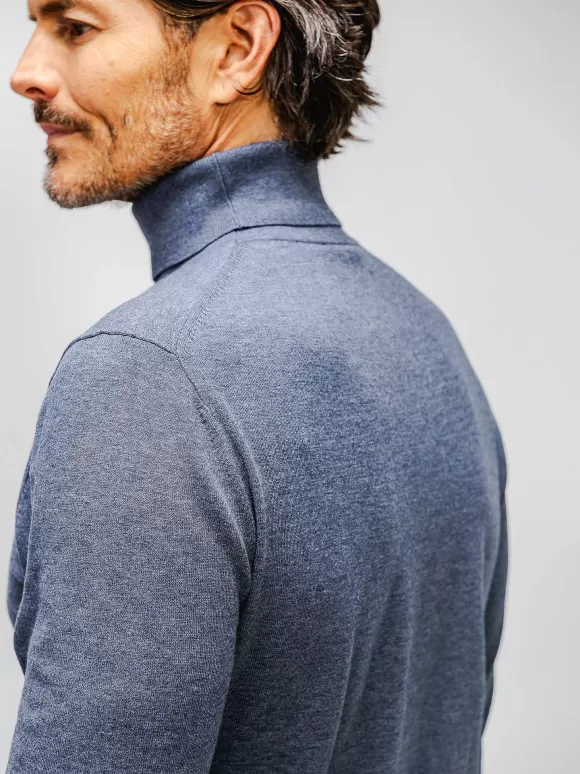 Men'S Ministry of Supply Indigo Heather Men'S Atlas Air Turtleneck