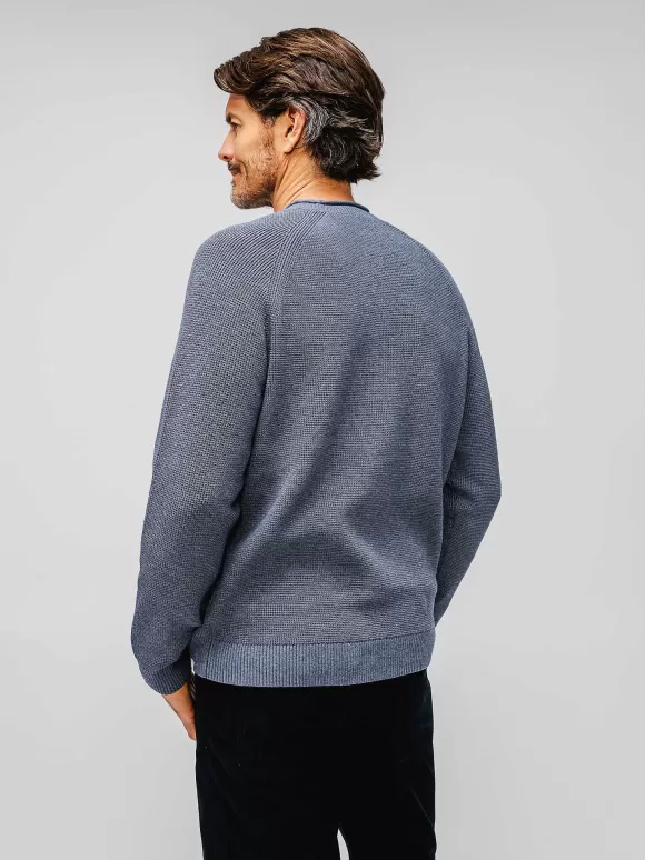 Men'S Ministry of Supply Indigo Heather Men'S Atlas Waffle Roll Neck Sweater