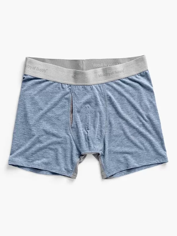 Men'S Ministry of Supply Light Blue Heather Men'S Composite Merino Boxer Brief