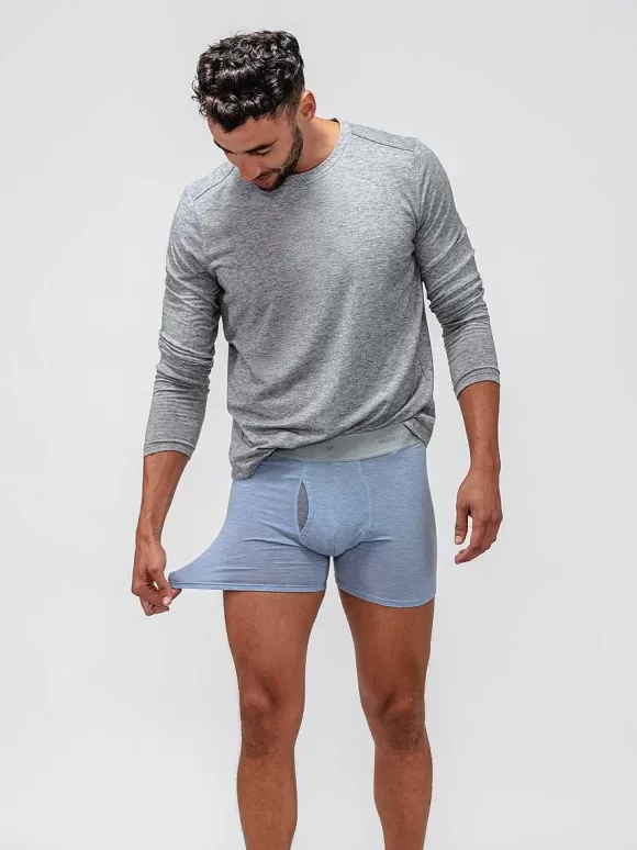 Men'S Ministry of Supply Light Blue Heather Men'S Composite Merino Boxer Brief