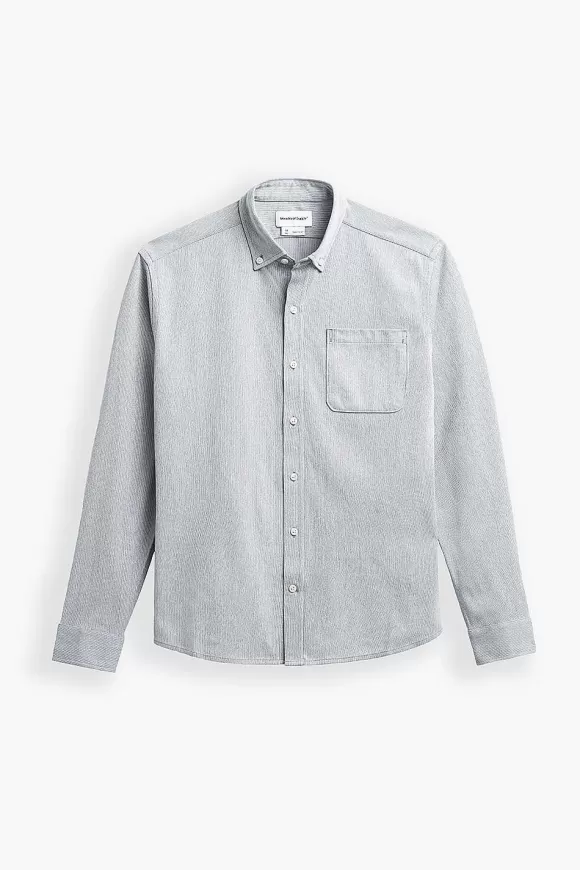 Men'S Ministry of Supply Light Grey Stripe Men'S Hybrid Button-Down