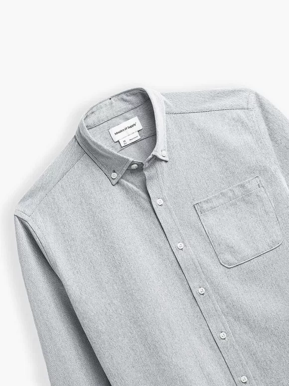 Men'S Ministry of Supply Light Grey Stripe Men'S Hybrid Button-Down