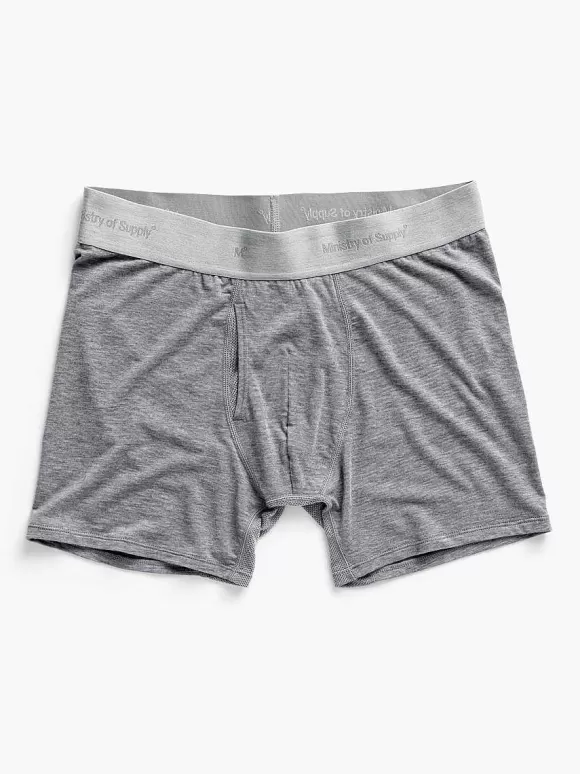 Men'S Ministry of Supply Medium Grey Heather Men'S Composite Merino Boxer Brief