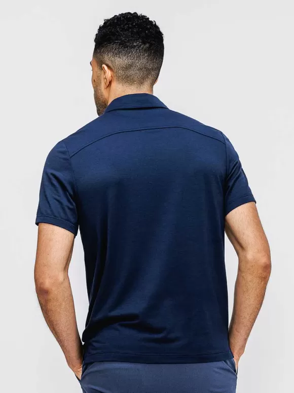 Men'S Ministry of Supply Navy Men'S Composite Merino Zip Polo