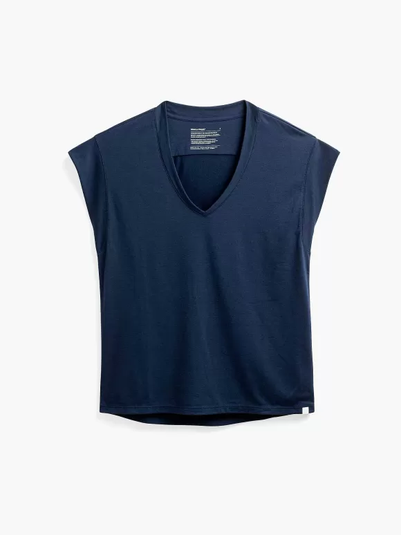 Women'S Ministry of Supply Navy Women'S Composite Merino V-Neck Tee