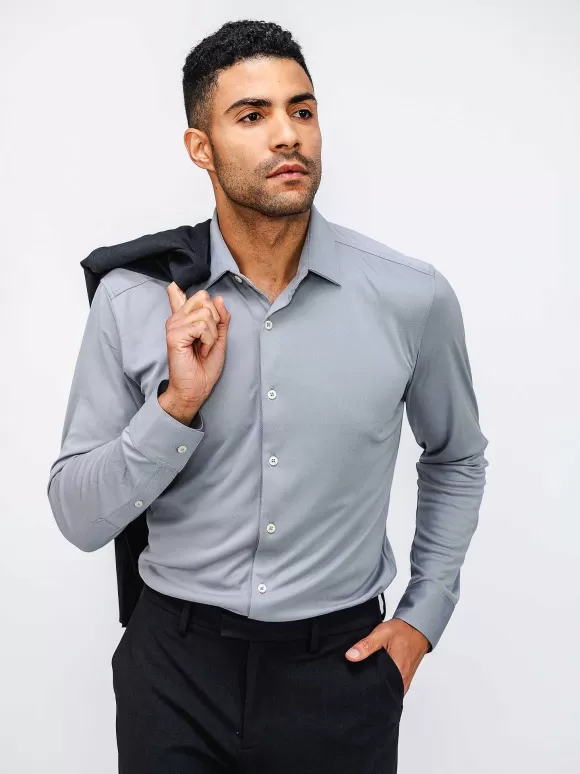 Men'S Ministry of Supply New Grey Oxford (Brushed) Men'S Apollo Dress Shirt