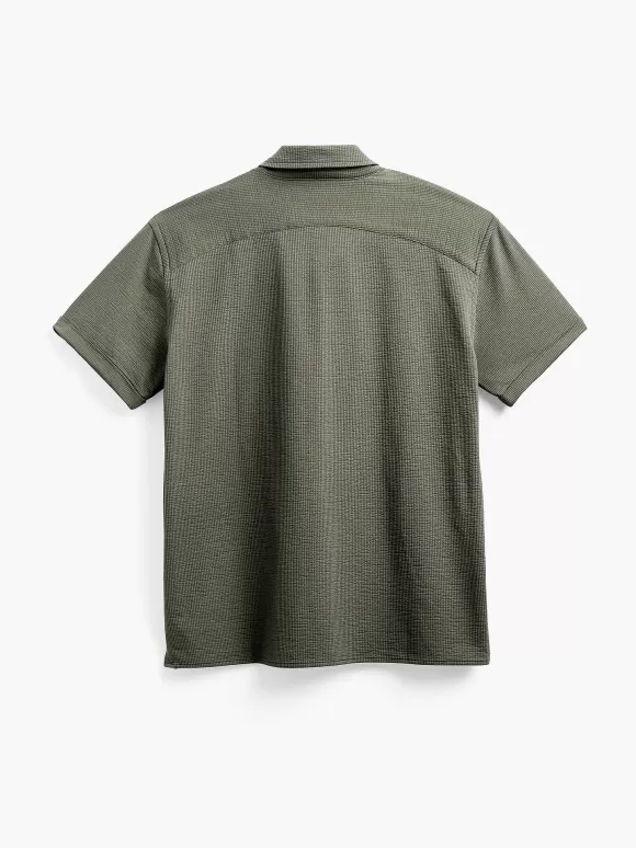 Men'S Ministry of Supply Olive Men'S Hybrid Seersucker Short Sleeve Shirt