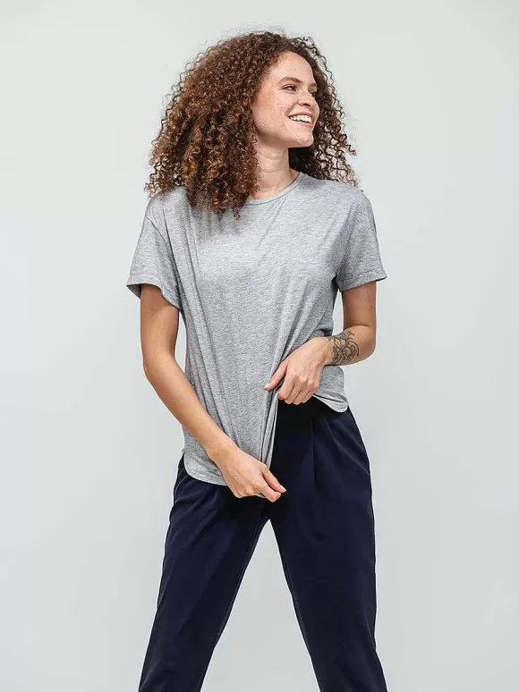 Women'S Ministry of Supply Pale Grey Heather Women'S Composite Merino Boxy Tee