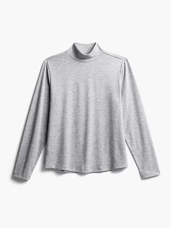 Women'S Ministry of Supply Pale Grey Heather Women'S Composite Merino Mock Neck