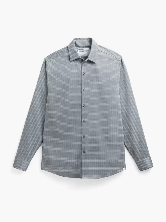 Men'S Ministry of Supply Platinum Grey Grid Men'S Aerozero° Dress Shirt