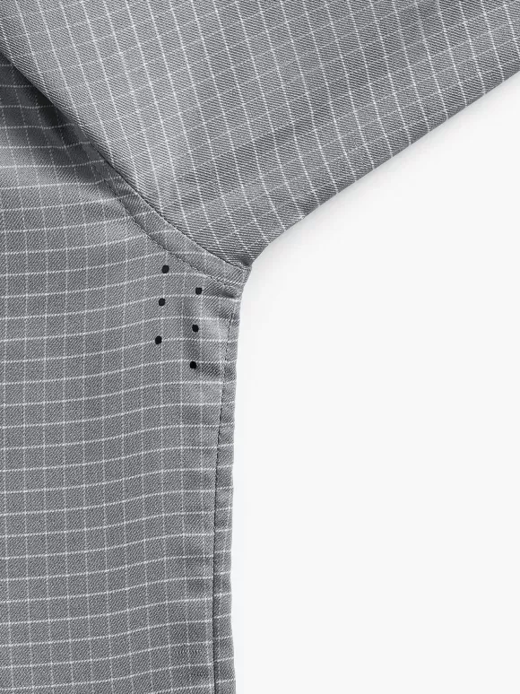 Men'S Ministry of Supply Platinum Grey Grid Men'S Aerozero° Dress Shirt