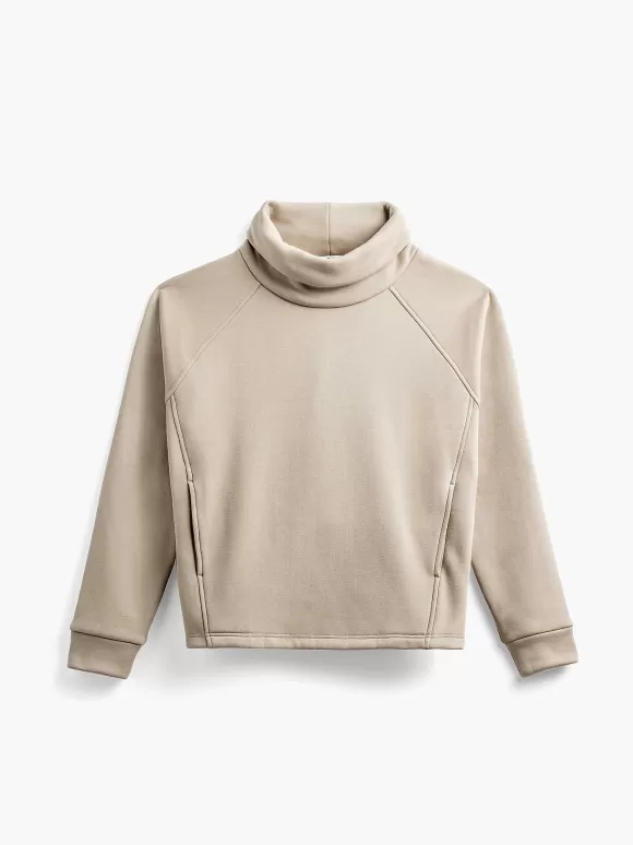 Women'S Ministry of Supply Sand Solid Women'S Hybrid Fleece Funnel Neck