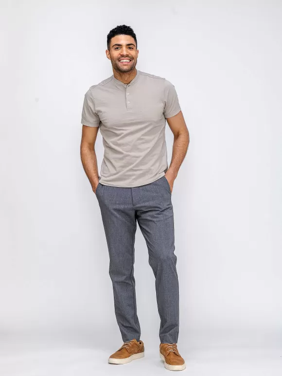 Men'S Ministry of Supply Taupe Men'S Composite Merino Short Sleeve Henley