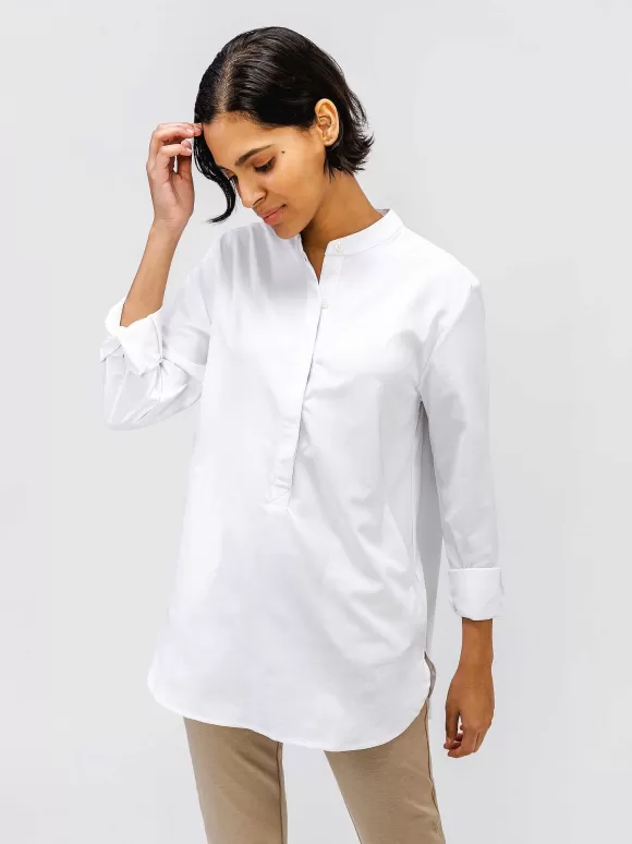 Women'S Ministry of Supply White Women'S Aerozero° Band Collar Tunic